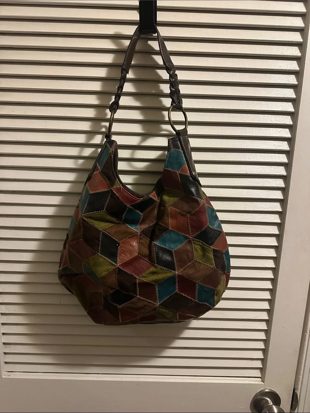 Patchwork Multicolor Leather Hobo Bag - Casual Shoulder Tote
